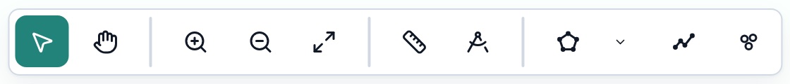 The toolbar — each tool has the shortcut listed below